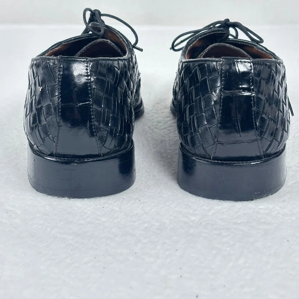 Stacy Adams Woven Oxford Mens 10 M Black‎ Good Leather Brogue Formal Dress Shoes